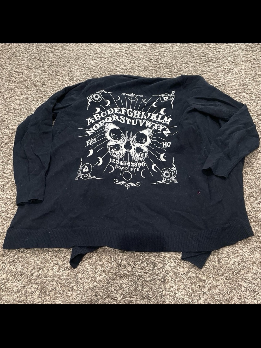 Hot topic, Ouija board open sweater card cardigan, size XL